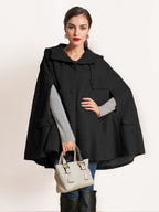 Camel Hooded Woolen Cape Coat For Women Oversized Poncho Winter Outerwear 2026