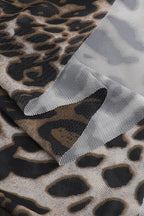 Leopard Print Spaghetti Strap Scoop Neck Bodycon Maxi Dress