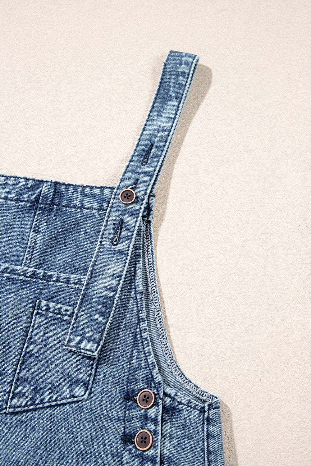 Blue Zone Planet | Stone Blue Distressed Bib Pocket Wide Leg Denim Overall