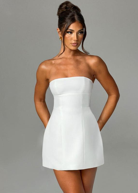 Strapless Princess Seam Structured A-Line Mini Dress