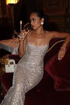 Sequin Spaghetti Strap Party Dress
