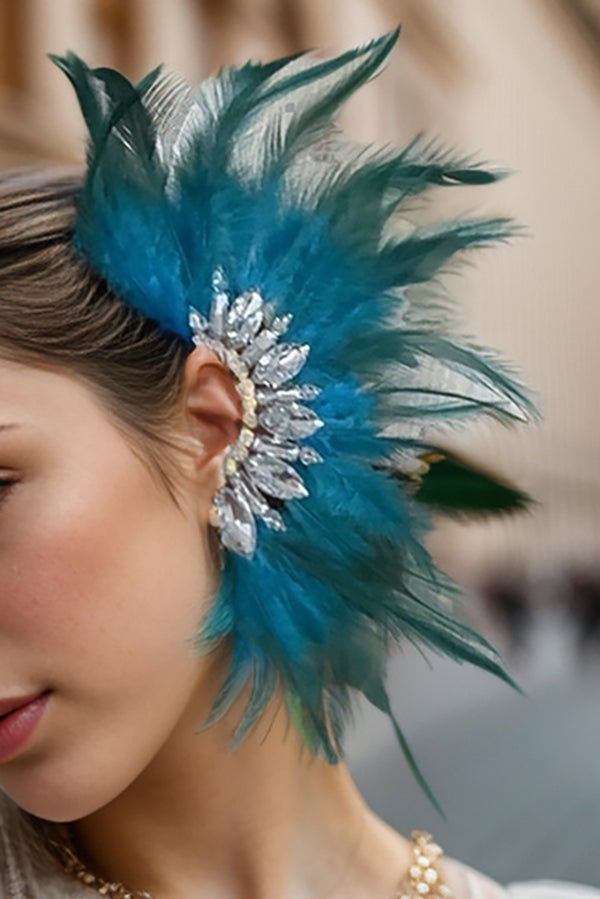 Exquisite Feather and Rhinestone Fairy Earrings