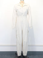 Cargo Jumpsuit With Elastic Waist And Pockets For Women 2026