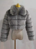 Plush Faux Fur Coat Turndown Collar Winter Short Jacket For Women 2026