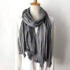 Patchwork Frayed Natural Cotton Scarf