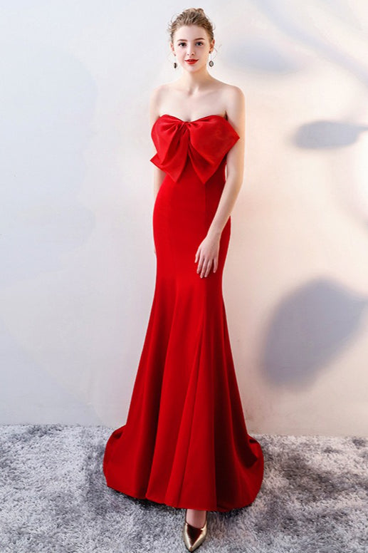 Bow Strapless Mermaid Maxi Dress