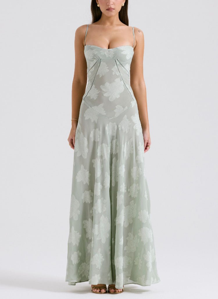 Mesh Maxi Dress with Floral Print