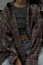 Retro Plaid Collared Blouse