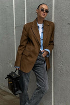 Suede Leather Vintage Brown Blazer