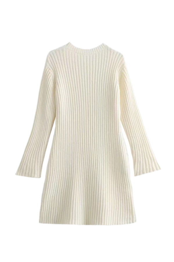 Rib Knit Mock Neck Long Sleeve Belted Bodycon Mini Dress
