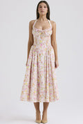 Floral Print Halter Bodycon Maxi Dress