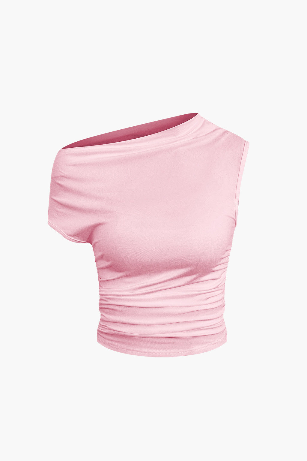 Solid Color Asymmetrical Ruched Crop Top & Tie Mini Skirt Set