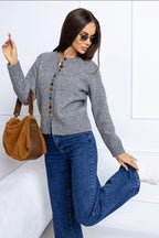 Color Button Knit Cardigan Sweater
