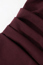 Strapless Ruched Waist Bodycon Maxi Dress Mesh Gloves Scarf Set