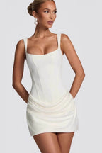 Strapless Bow Tie Detail Bodycon Mini Dress