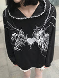 Anime Print Rabbit Ear Styling Oversized Hoodie