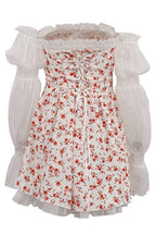 Chiffon Patchwork Strapless A Line Floral Dress