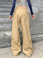 Vintage Drawstring Baggy Cargo Pants with Big Pockets