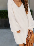 Jesabel Boutique Solid Color Rib Knit Dress Elevated Occasion Wear