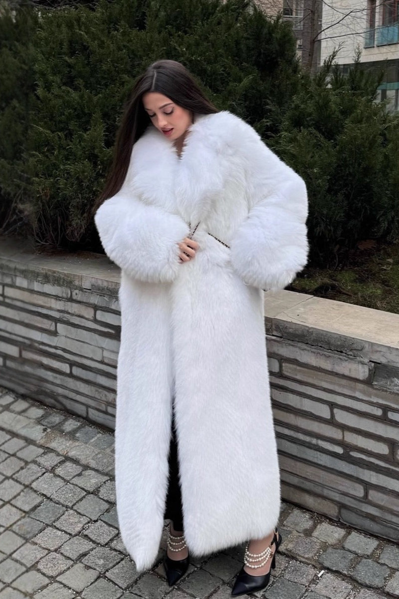 Faux Fox Fur Long Eco Fur Overcoat