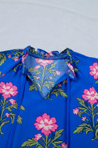 V Neck Short Sleeve Loose Flower Dress