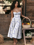 Soft Pink Corset Dress Spaghetti Strap Backless Pleated Cottagecore Midi Dress 2026