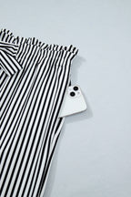 Black Stripe Plus Size Loose Straight Casual Pants