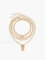 4pcs Chunky Stacking Pendant Necklace