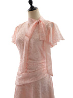 Date Night Dresses Maxi Ruffles Zipper Short Sleeves Stand Collar Petal Sleeves Elegant Pink Dress