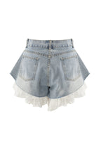 Lace Patchwork Denim Shorts