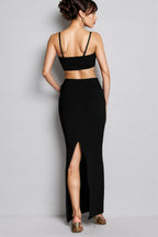 Zed Strap 3D Flower Bandage Maxi Dress