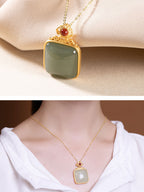 Never Say Love Green Gem Necklace