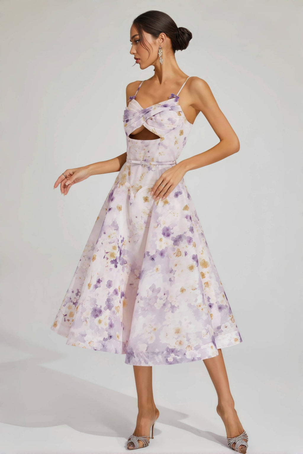 Laurns Purple Holiday Slip Midi Dress