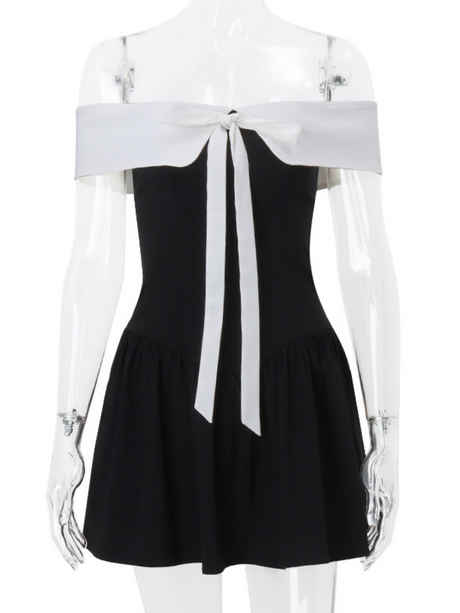 Off-shoulder Bow Waist Tie Short Sleeves Mini&Short Dresses