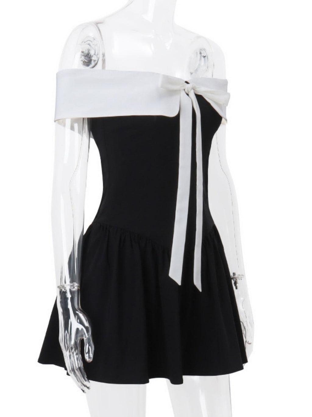Off-shoulder Bow Waist Tie Short Sleeves Mini&Short Dresses
