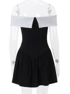 Off-shoulder Bow Waist Tie Short Sleeves Mini&Short Dresses