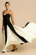 Delia Statement Dress Two Tone Black & White Maxi Boutique Collection