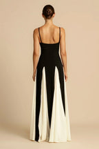 Delia Statement Dress Two Tone Black & White Maxi Boutique Collection