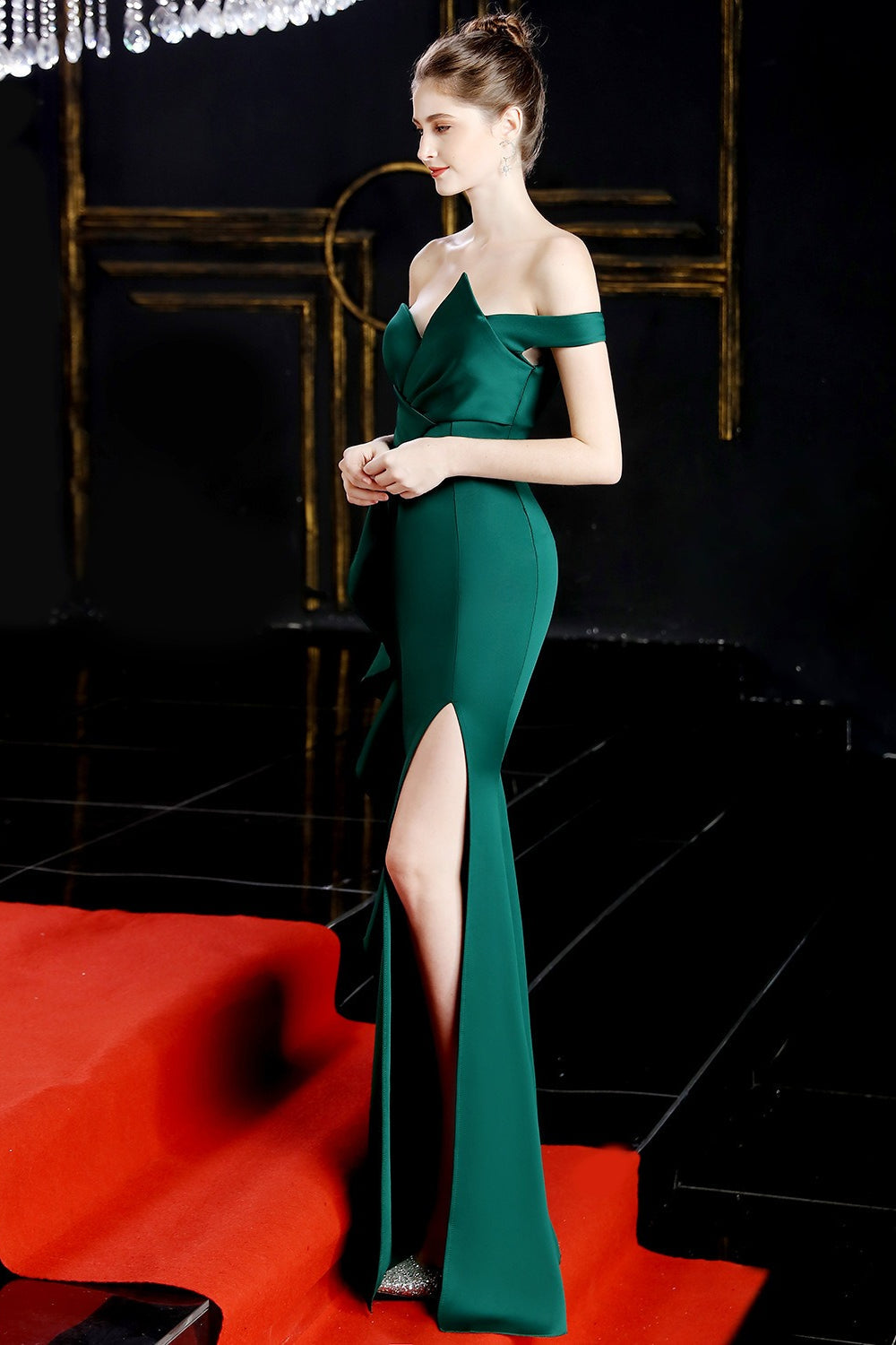 Slit Off Shoulder Mermaid Maxi Dress