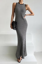 Sleeveless Striped Knit Sweater Dress