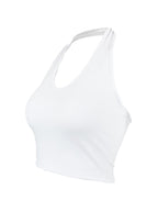 Solid Backless V Neck Halter Vest
