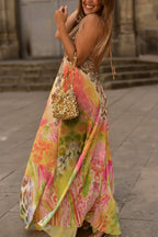 Bohemian Style Unique Print Sleeveless Backless Loose Maxi Dress
