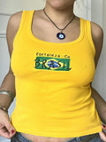 Bright Embroidery Print Tank Top