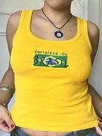 Bright Embroidery Print Tank Top