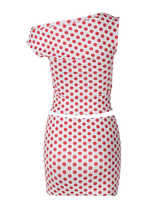 Polka Dot Top And Bodycon Skirt Two-piece Set