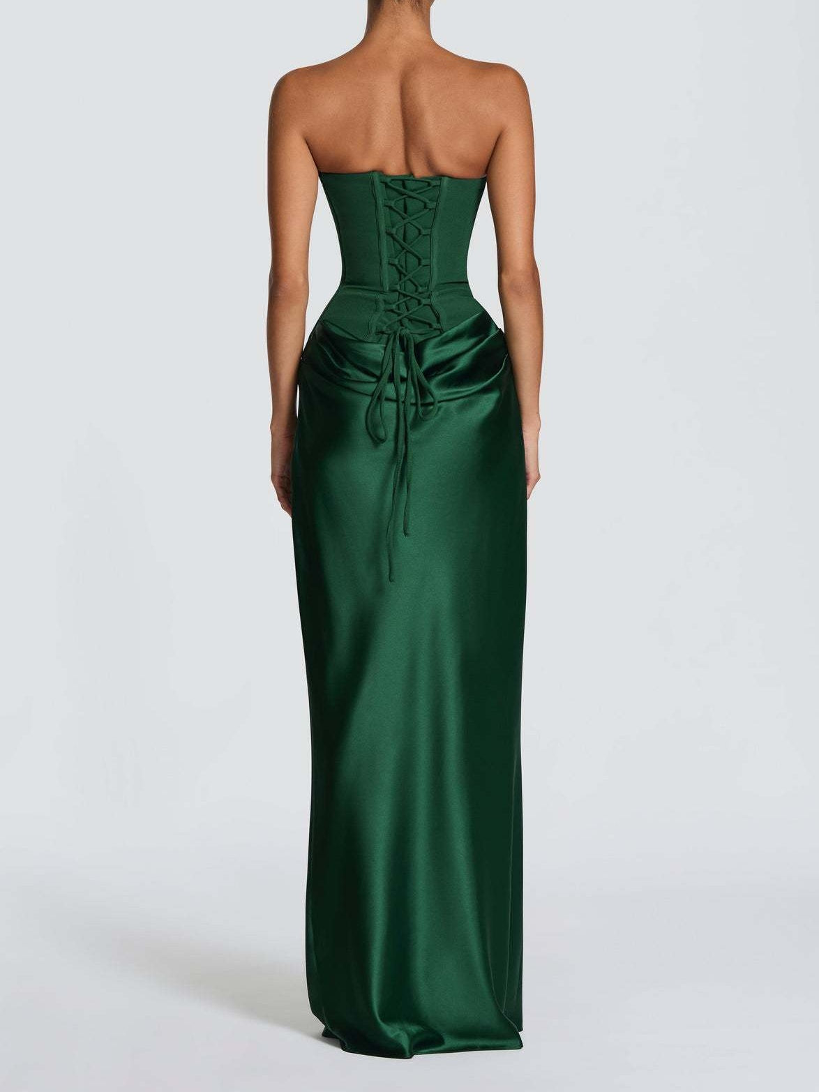 Satin Tie Ribbon Off-shoulder Sexy Strapless Bodycon Maxi Dress With Cinched Waist
