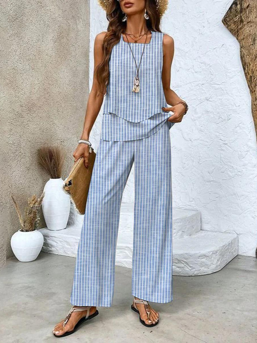 The Averie Set — Layered Top & Wide-Leg Trousers