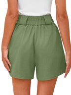 High-waisted Solid Color Comfortable Shorts With Pockets