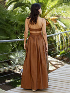 Pure Cotton Strapless Bra Jacket High-waisted Long Skirt Vacation Package 2-piece Sets