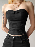 Solid Ruched Slim Bandeau Top